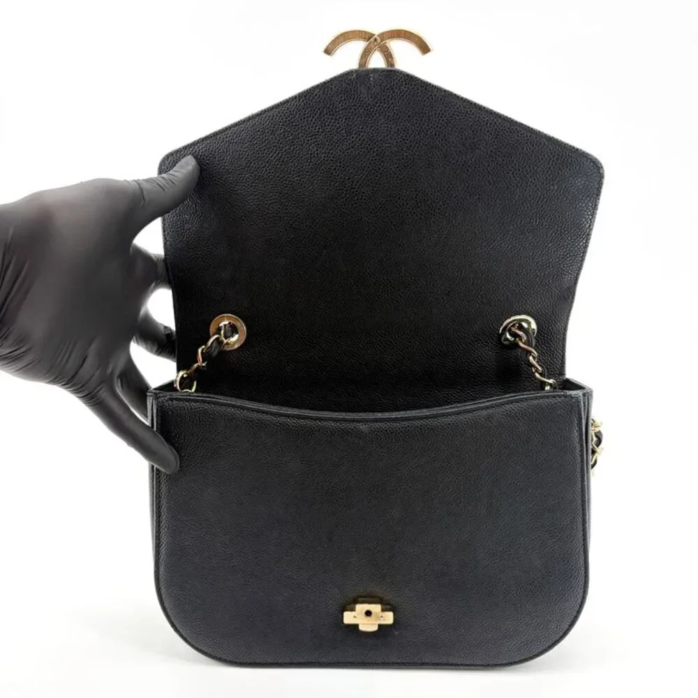 Chanel Coco Curve Flap Bag Medium Black Gold Hardware
